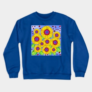 Sunflower Sunshine Ladybug Garden Crewneck Sweatshirt